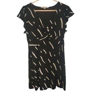 LOFT petites black and white short sleeved dress